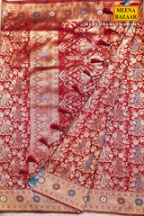 Bam Bam Maroon Silk Weaving Jaal Saree