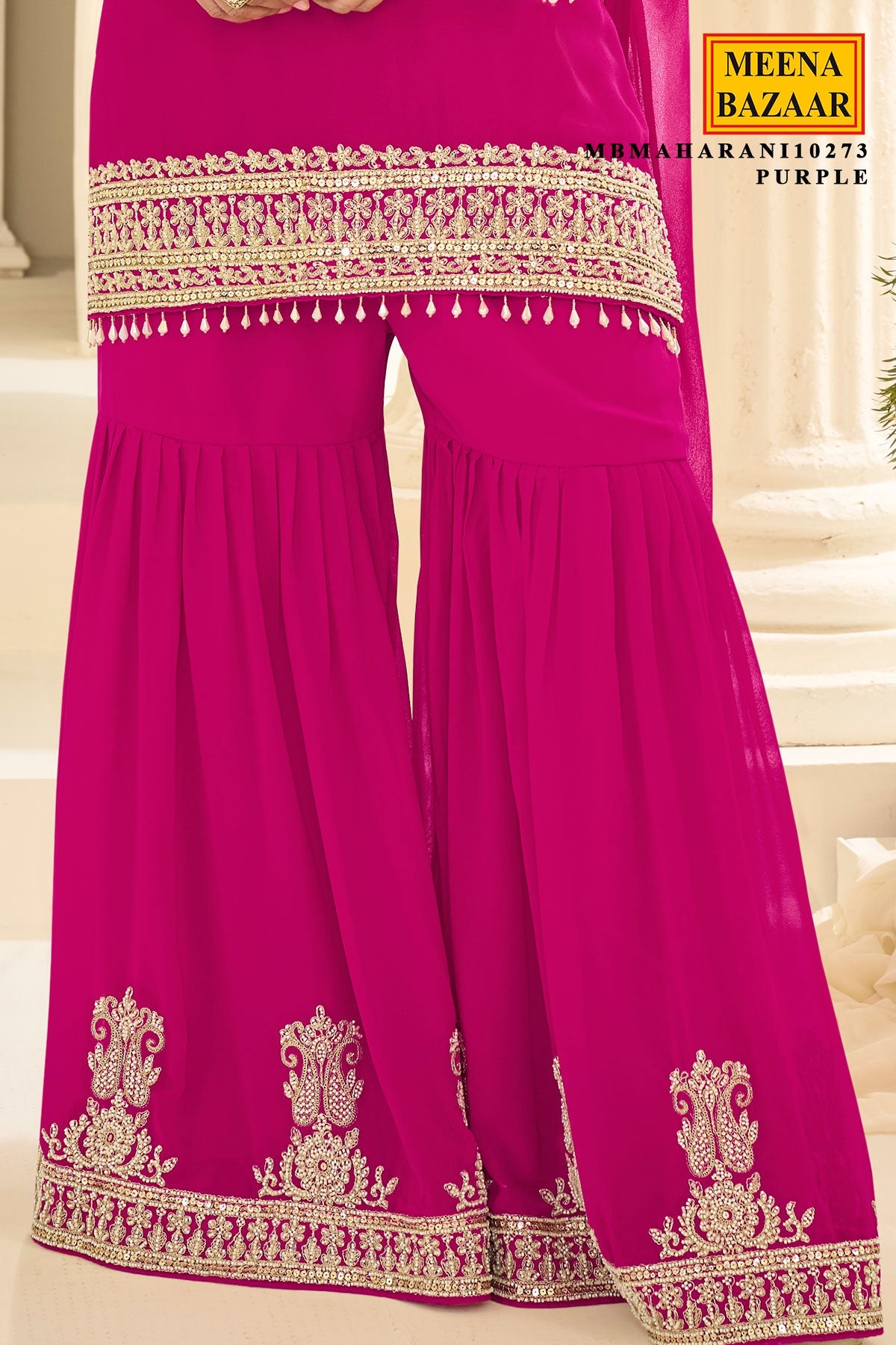 Rani Georgette Straight Sharara Suit with Embroidery