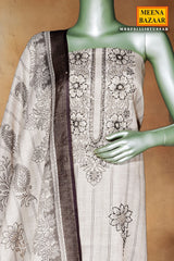Tussar Cotton Unstitched Suit with Elegant Embroidery