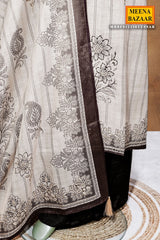 Tussar Cotton Unstitched Suit with Elegant Embroidery