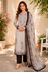 Tussar Cotton Unstitched Suit with Elegant Embroidery
