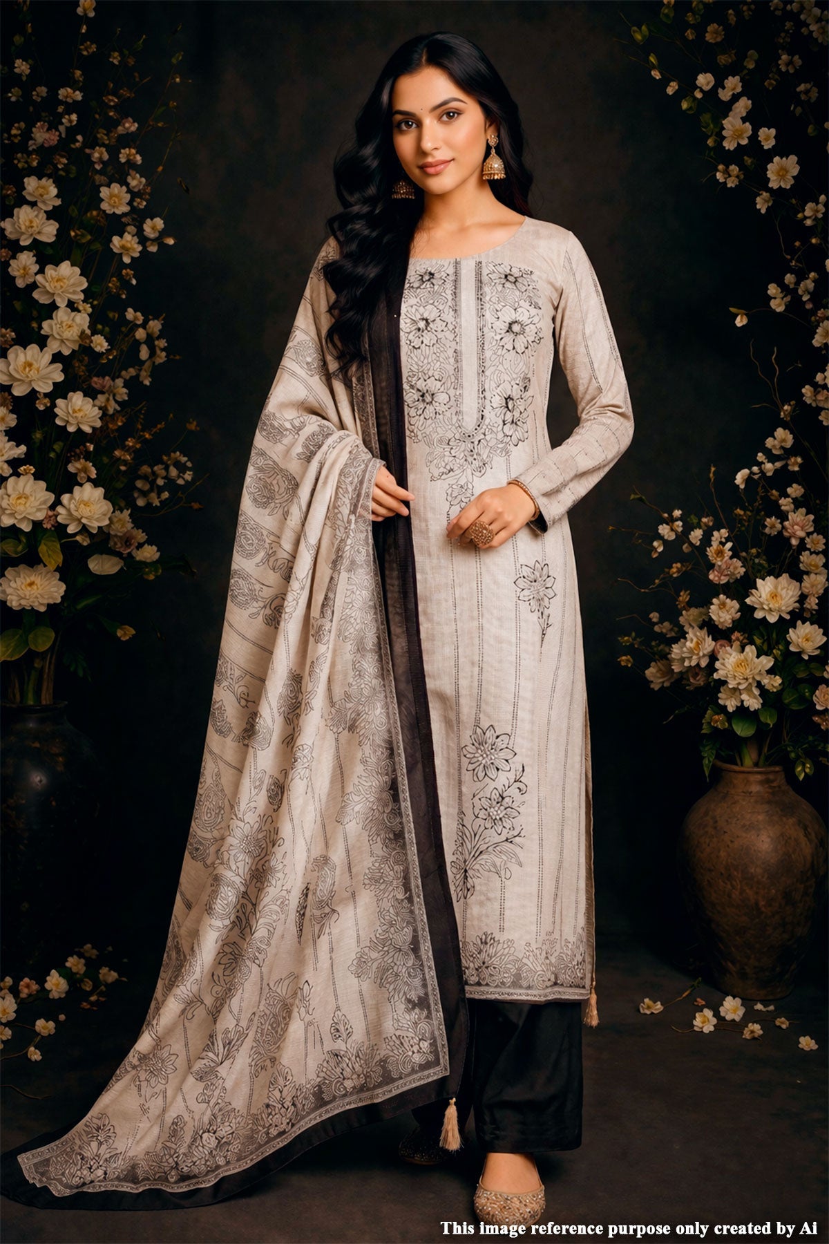 Tussar Cotton Unstitched Suit with Elegant Embroidery