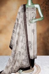 Tussar Cotton Unstitched Suit with Elegant Embroidery