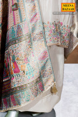 Tussar Crepe Unstitched Suit with Embroidery