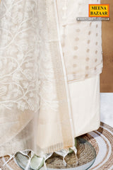 Tussar Cotton Unstitched Suit with Elegant Embroidery Work