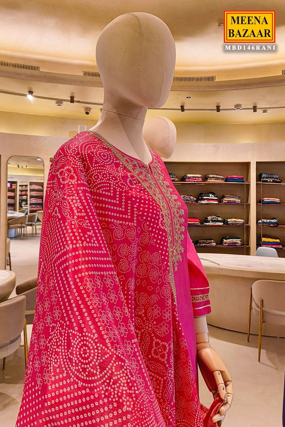 Rani Silk Neck Embroidered ReadyMade Sharara Suit Set