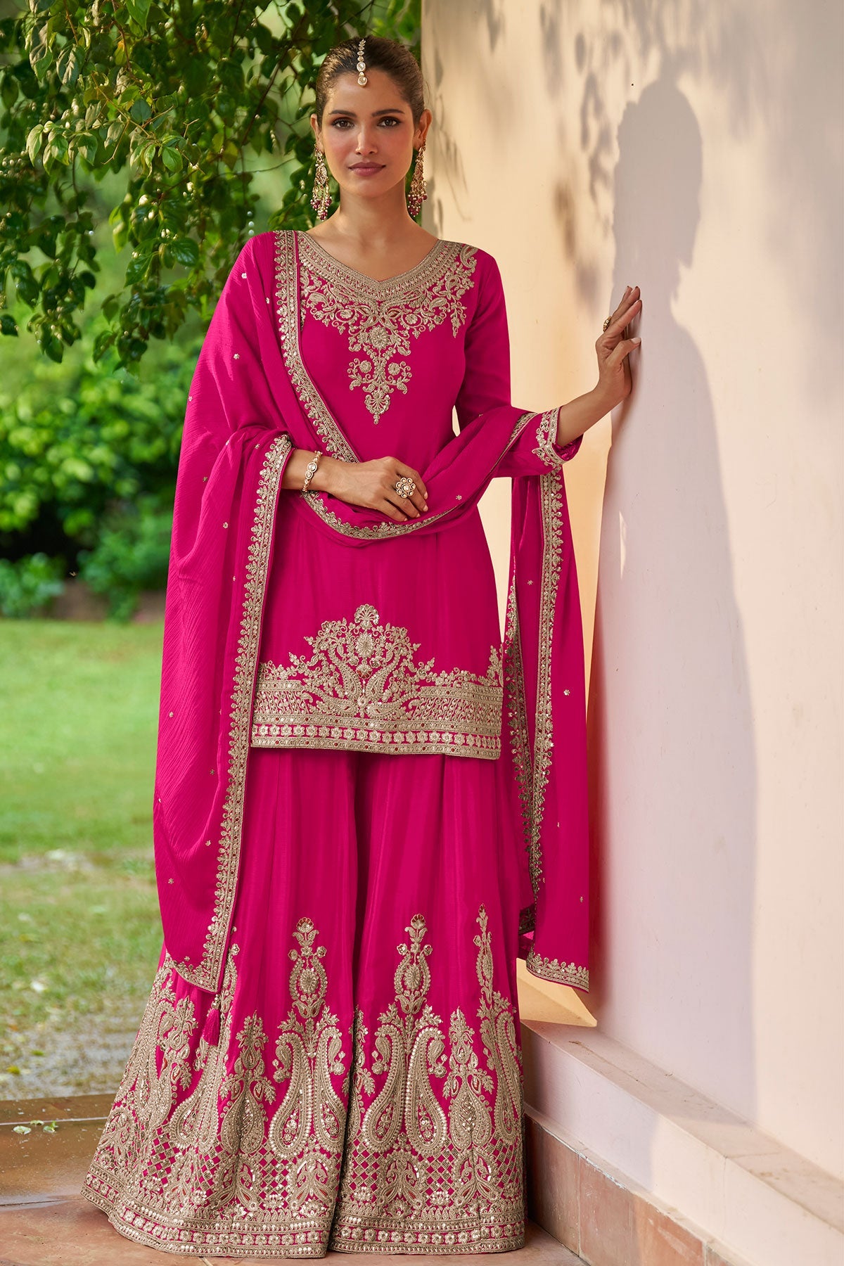 Rani Embroidered Chinon Sharara Suit