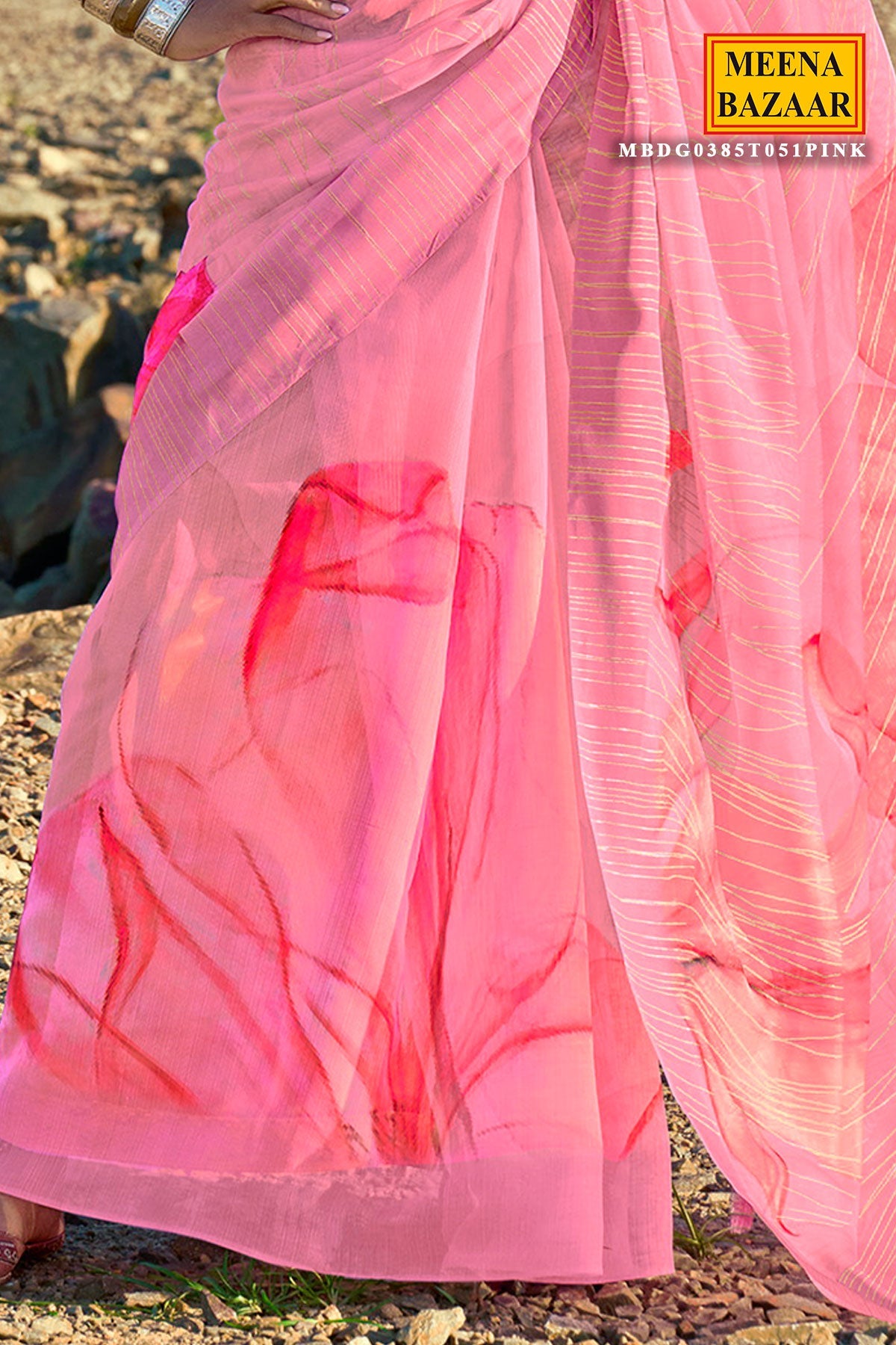 Pink Printed Cotton Saree – Elegant Lightweight Ethnic Draping