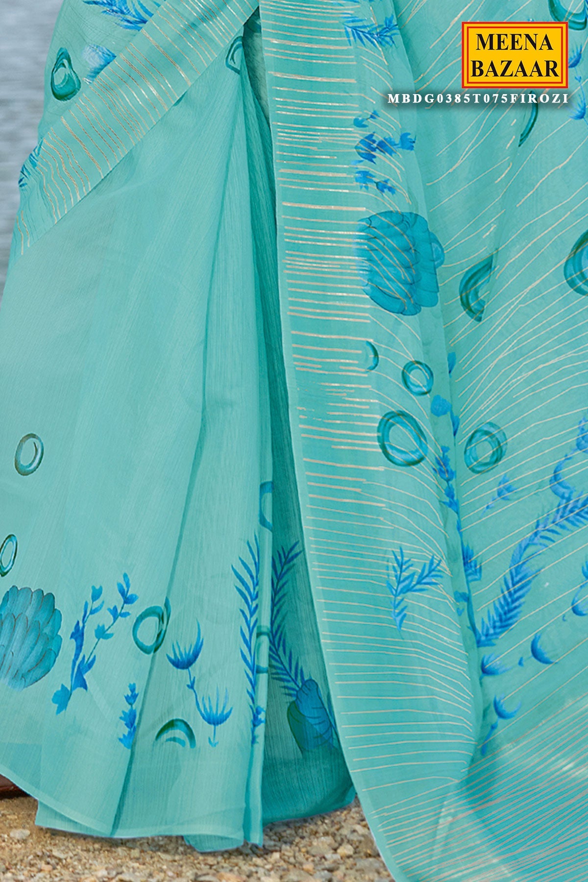 Firozi Printed Cotton Saree | Elegant Lightweight Ethnic Draping