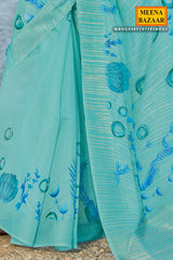 Firozi Printed Cotton Saree | Elegant Lightweight Ethnic Draping