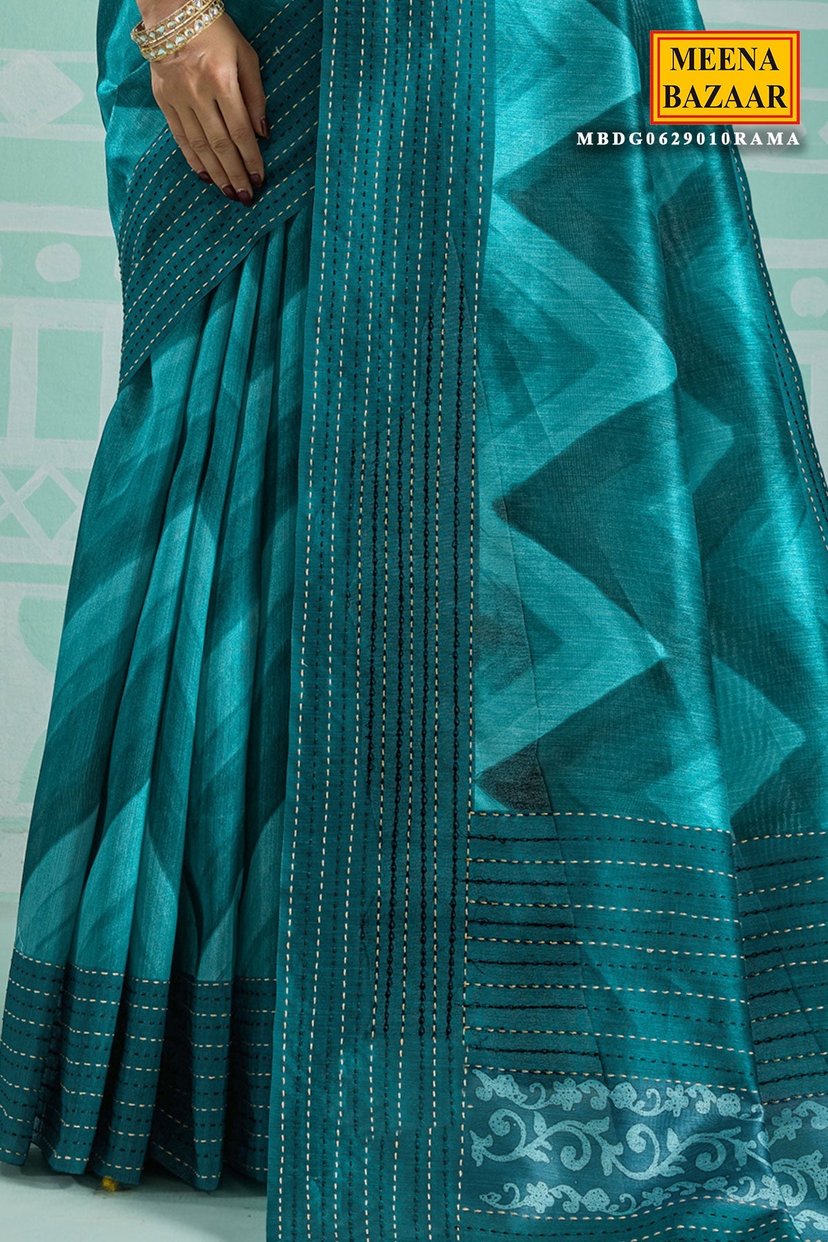 Rama Green Silk Embroidered Saree - Elegant Festive & Wedding Wear