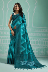 Rama Green Silk Embroidered Saree - Elegant Festive & Wedding Wear