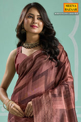 Brown Silk Embroidered Saree - Elegant Festive & Wedding Wear
