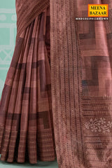 Brown Silk Embroidered Saree - Elegant Festive & Wedding Wear