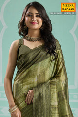 Mehandi Silk Embroidered Saree - Elegant Festive & Wedding Wear