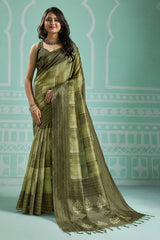 Mehandi Silk Embroidered Saree - Elegant Festive & Wedding Wear