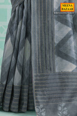 Grey Silk Embroidered Saree - Elegant Festive & Wedding Wear