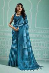 Blue Silk Embroidered Saree - Elegant Festive & Wedding Wear
