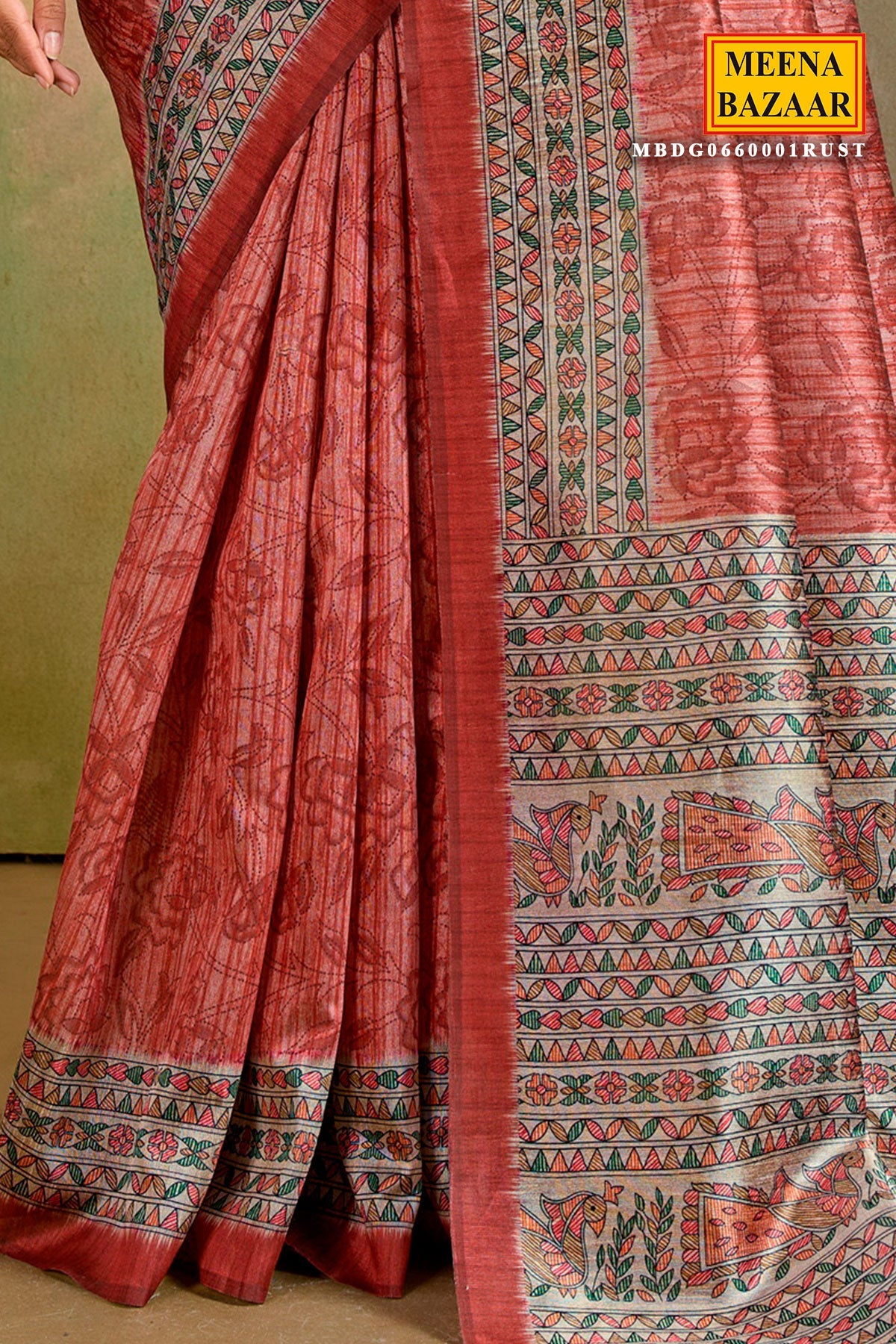 Rust Cotton Printed Saree for Daily & Casual Wear