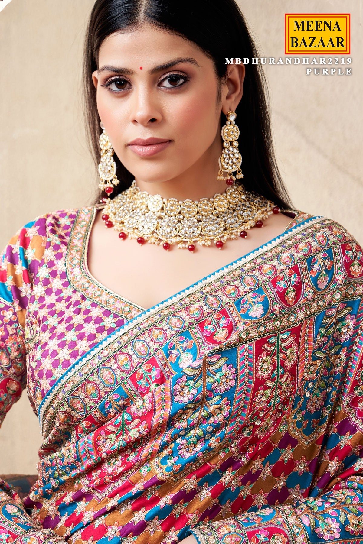 Purple Satin Silk Printed Designer Saree with Ready-Made Blouse