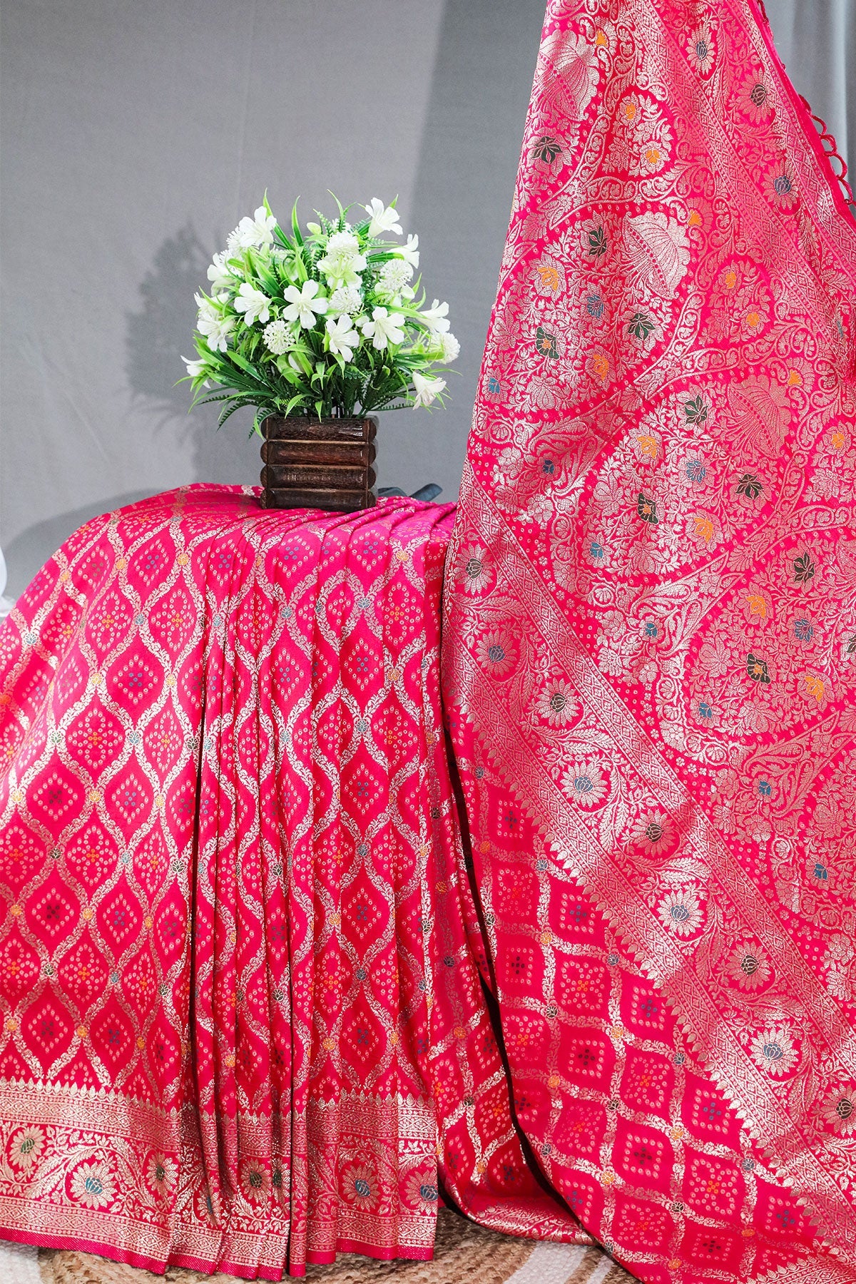 Floral Zaal Rani Silk Zari Woven Saree