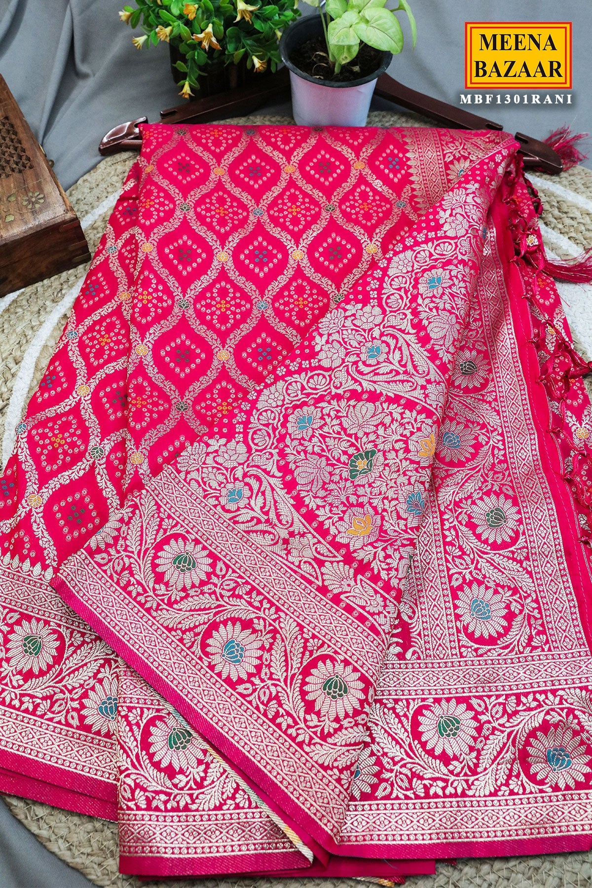Floral Zaal Rani Silk Zari Woven Saree