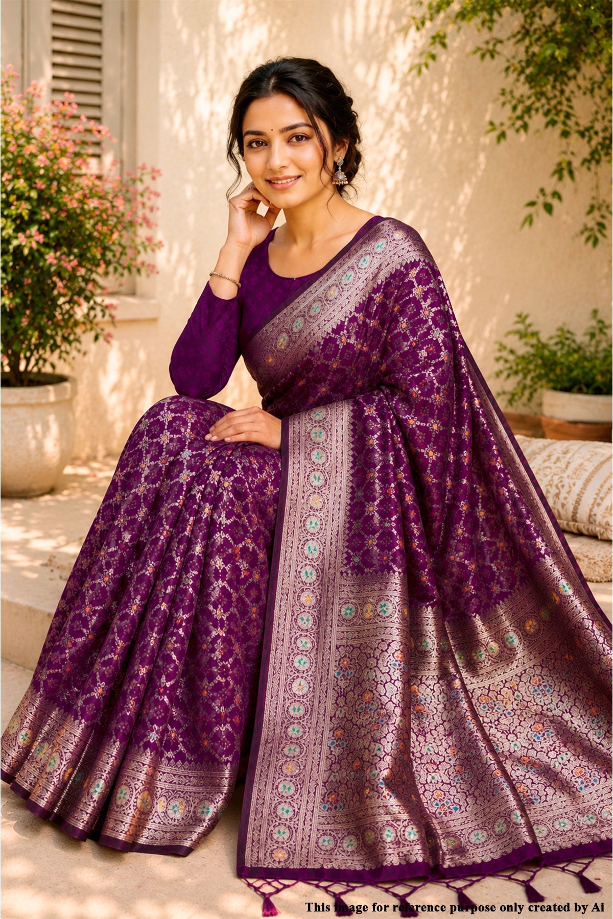 Wine Silk Weaving Saree Elegant Traditional & Festive Wear