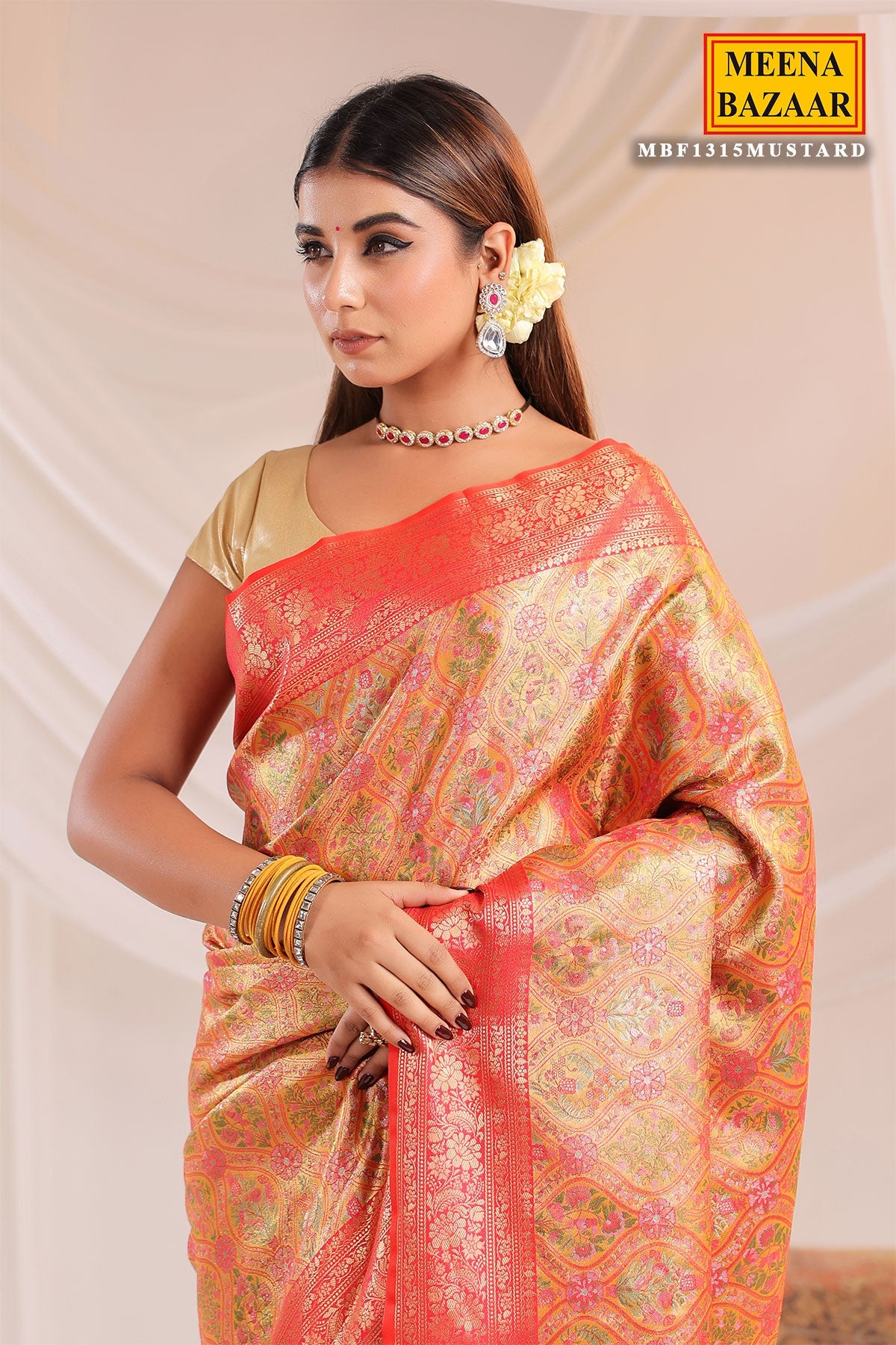 Mustard Silk Weaving Saree Elegant Festive & Wedding Wear