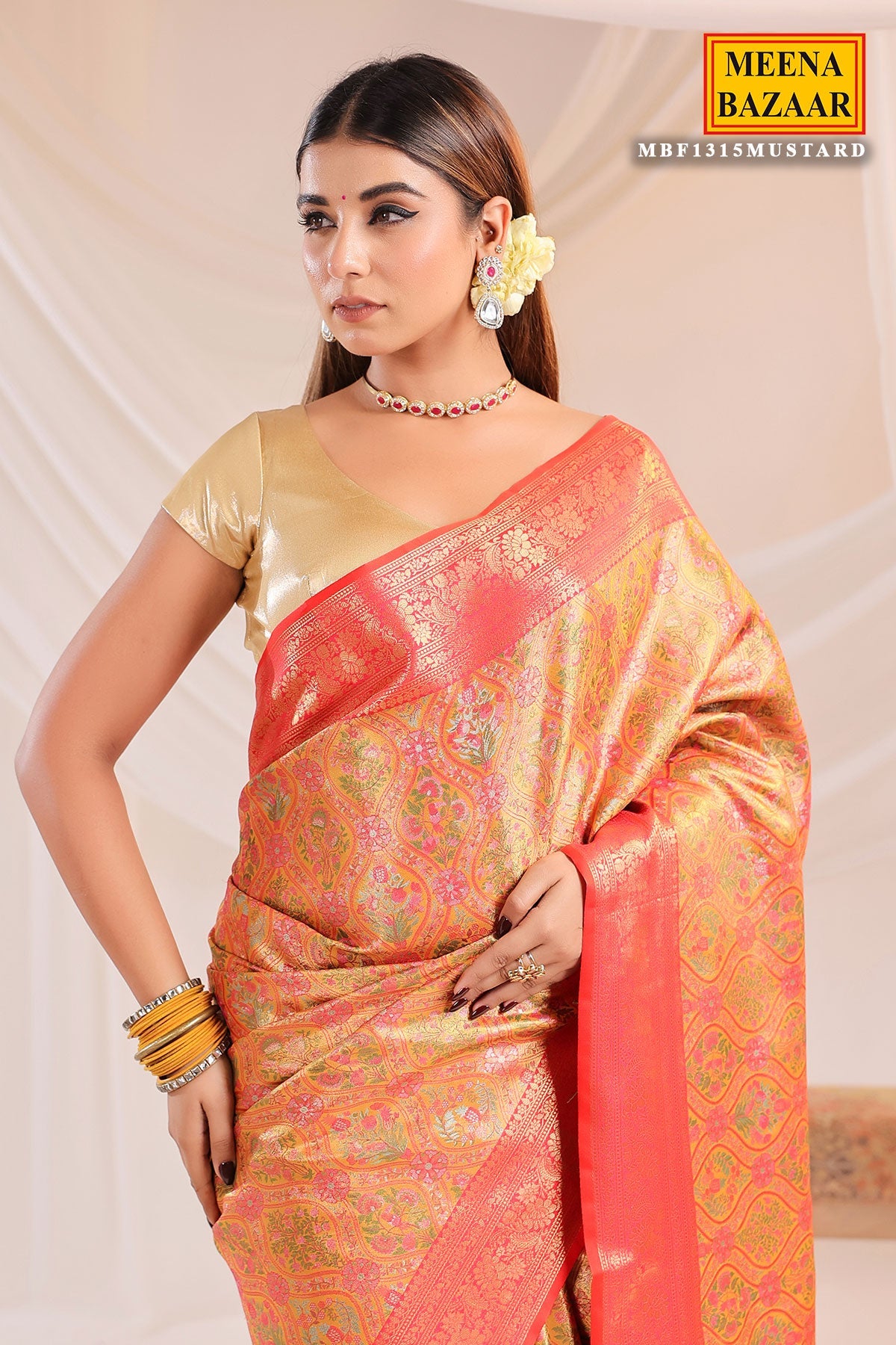 Mustard Silk Weaving Saree Elegant Festive & Wedding Wear