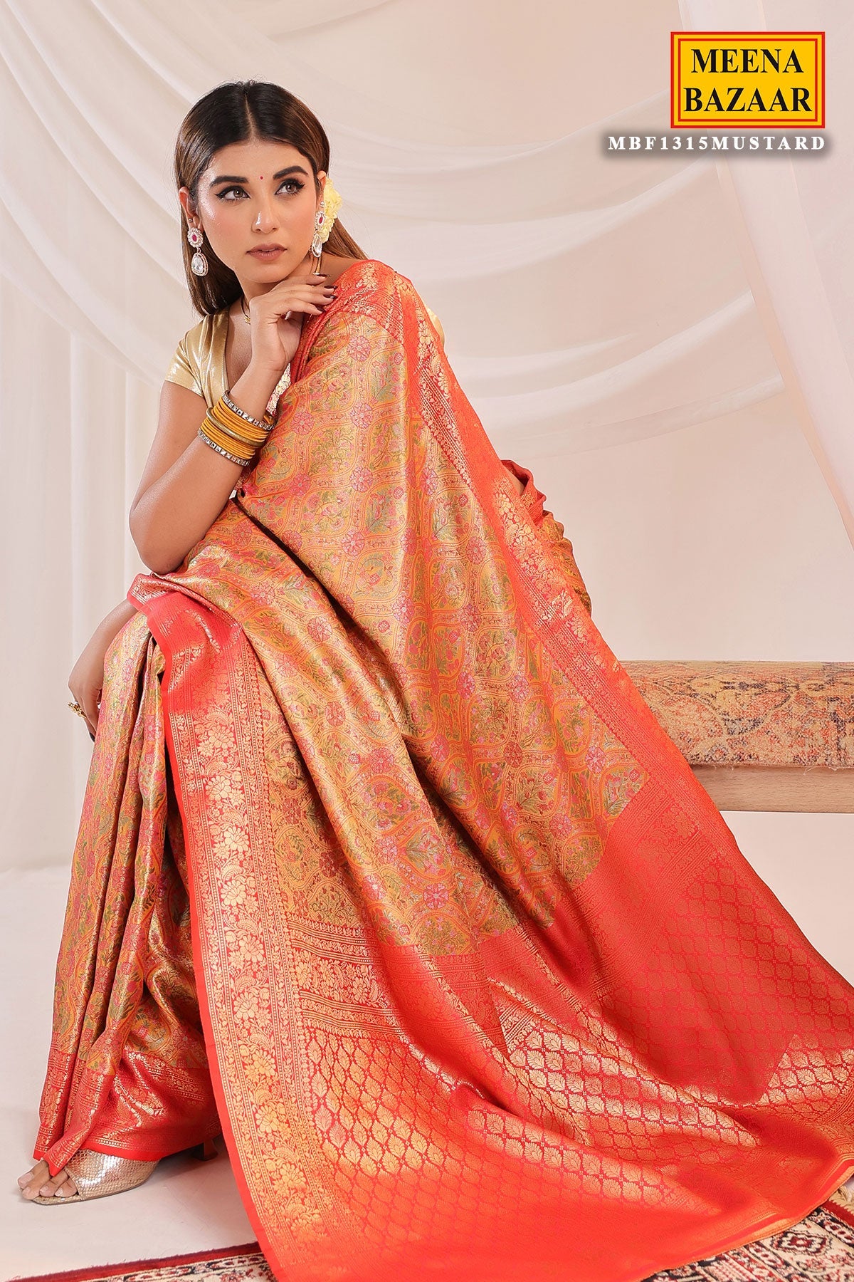 Mustard Silk Weaving Saree Elegant Festive & Wedding Wear
