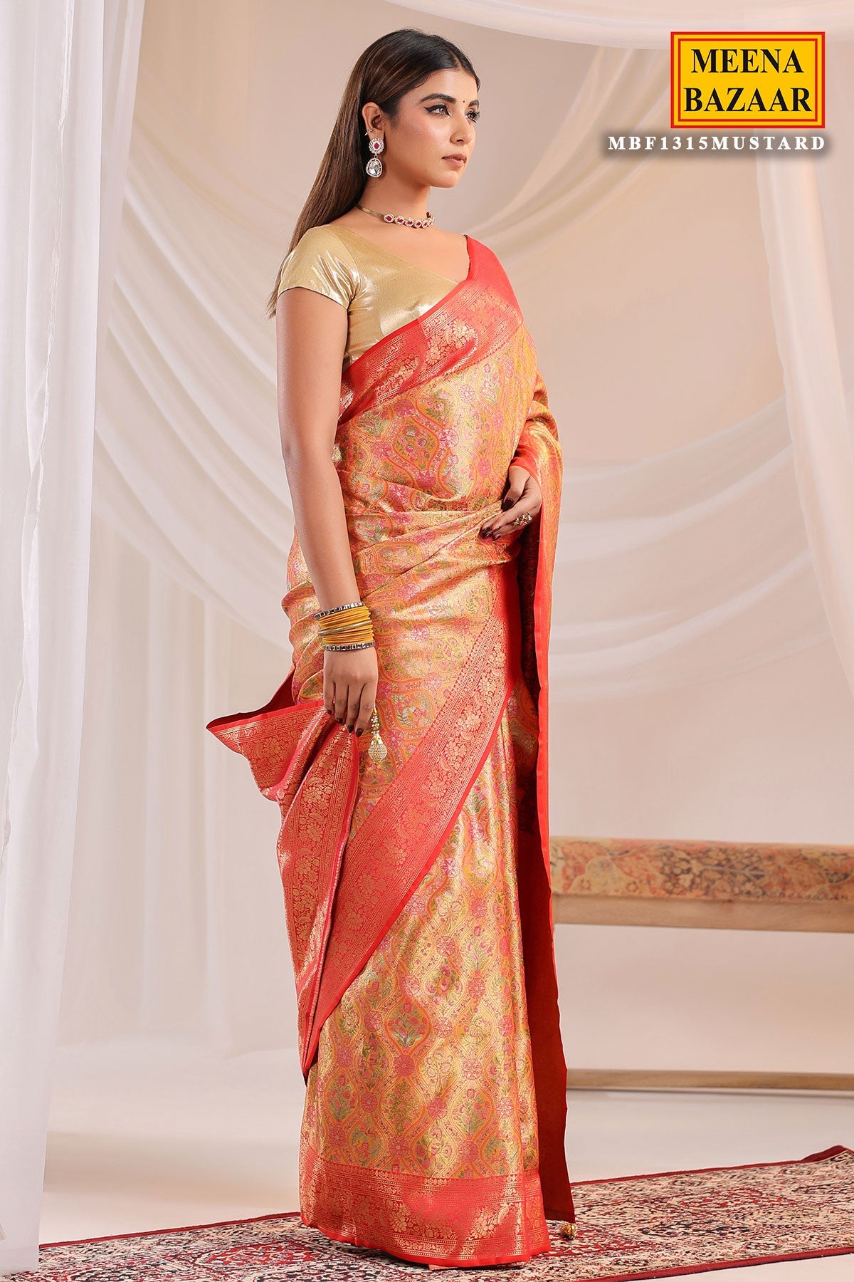 Mustard Silk Weaving Saree Elegant Festive & Wedding Wear