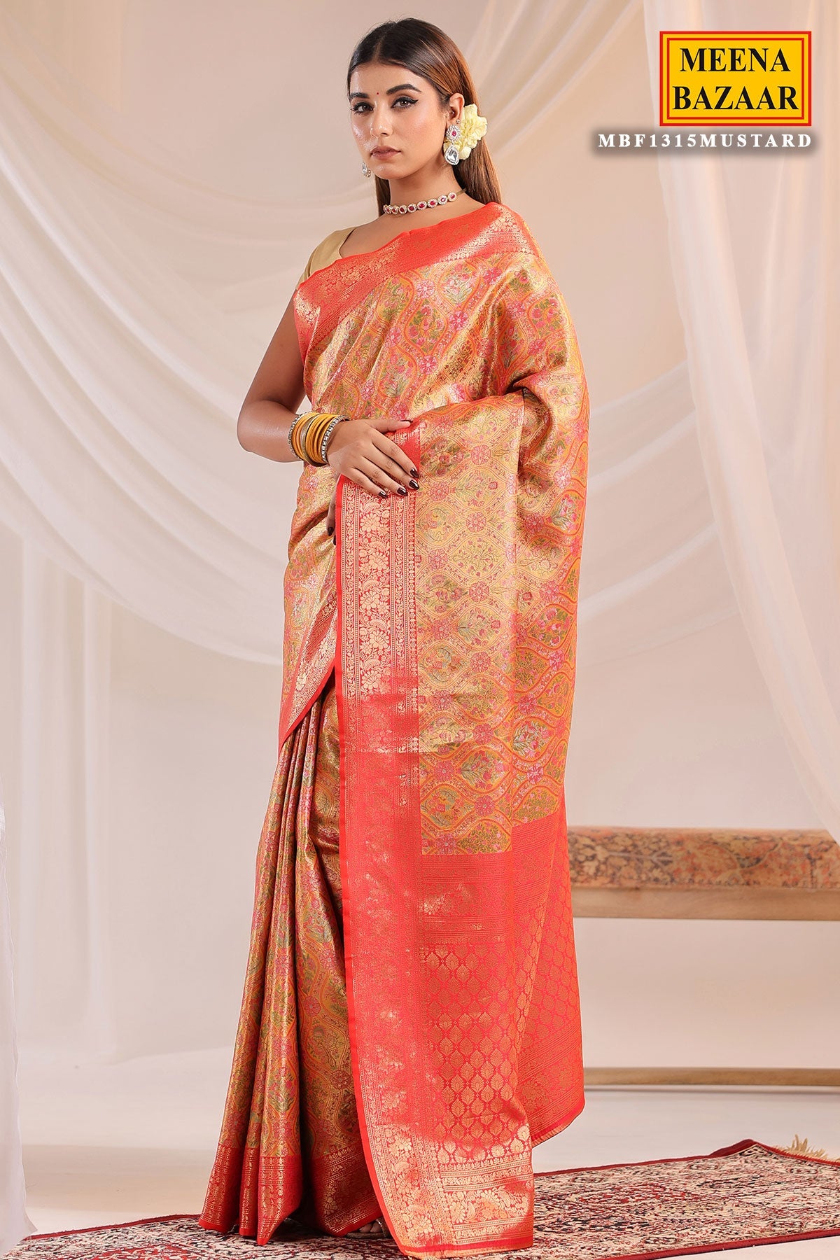 Mustard Silk Weaving Saree Elegant Festive & Wedding Wear