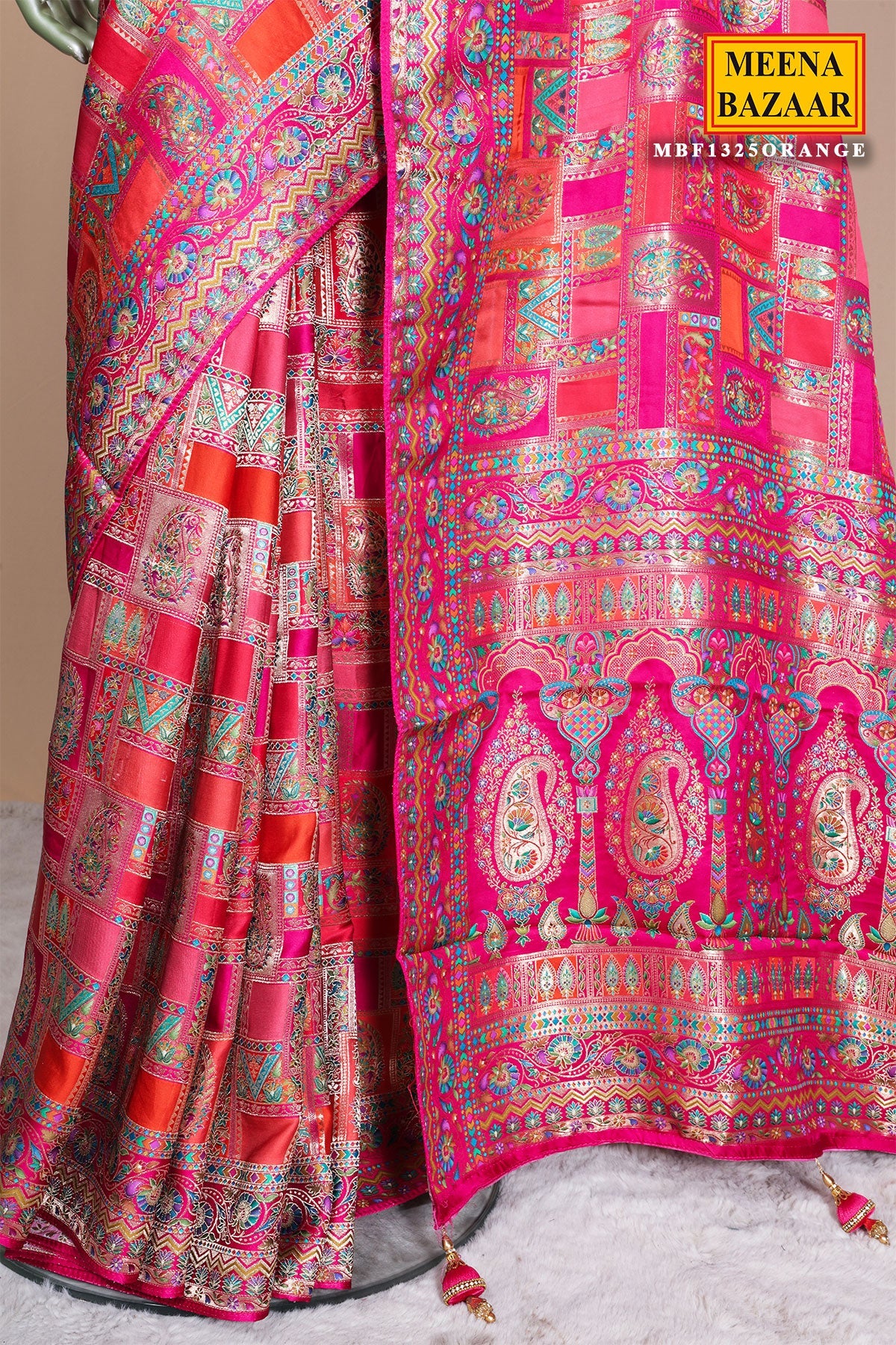 Rust Silk Weaving Saree Traditional Festive & Wedding Wear