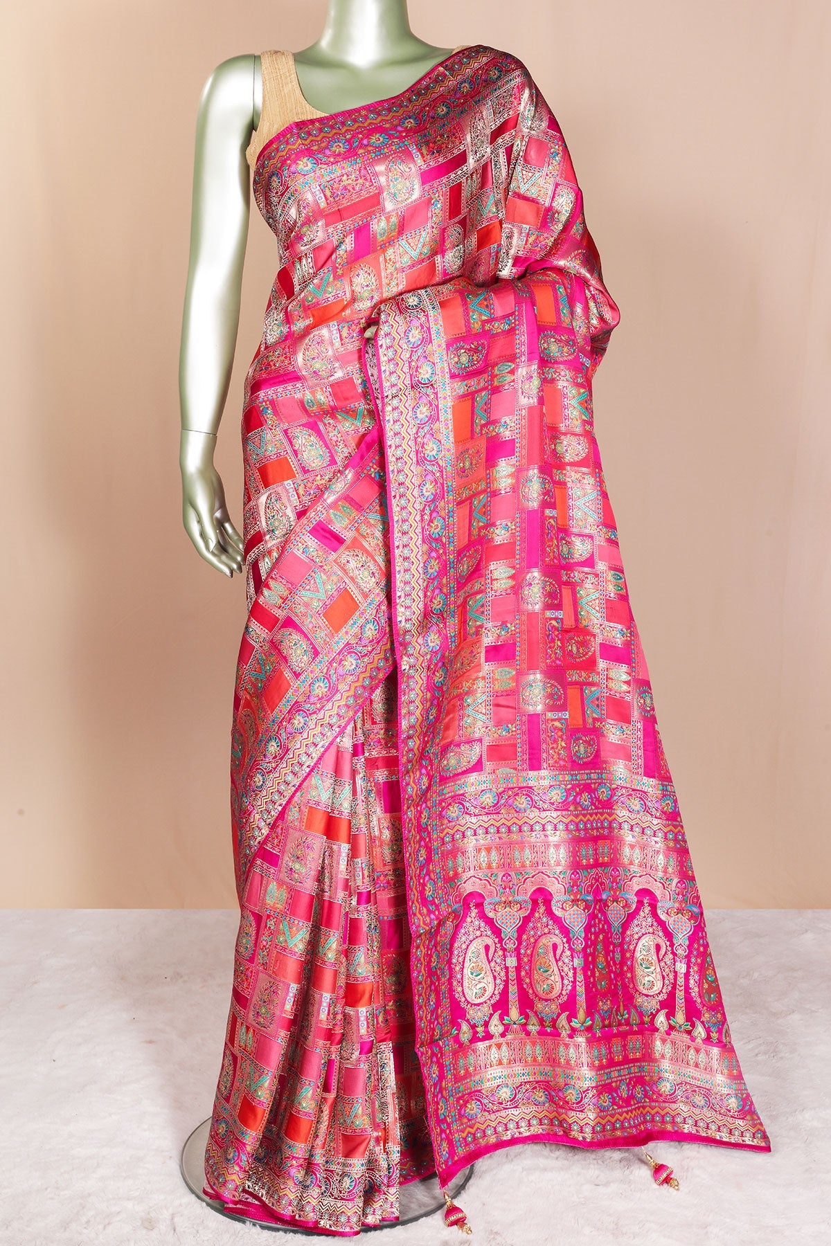 Rust Silk Weaving Saree Traditional Festive & Wedding Wear