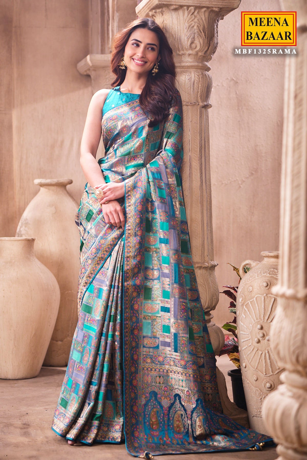 Rama Silk Weaving Saree Elegant Traditional Festive Wear
