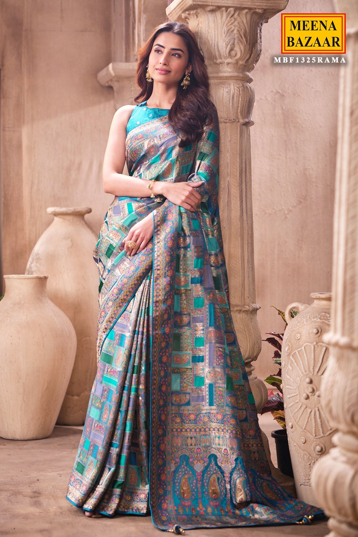 Rama Silk Weaving Saree Elegant Traditional Festive Wear