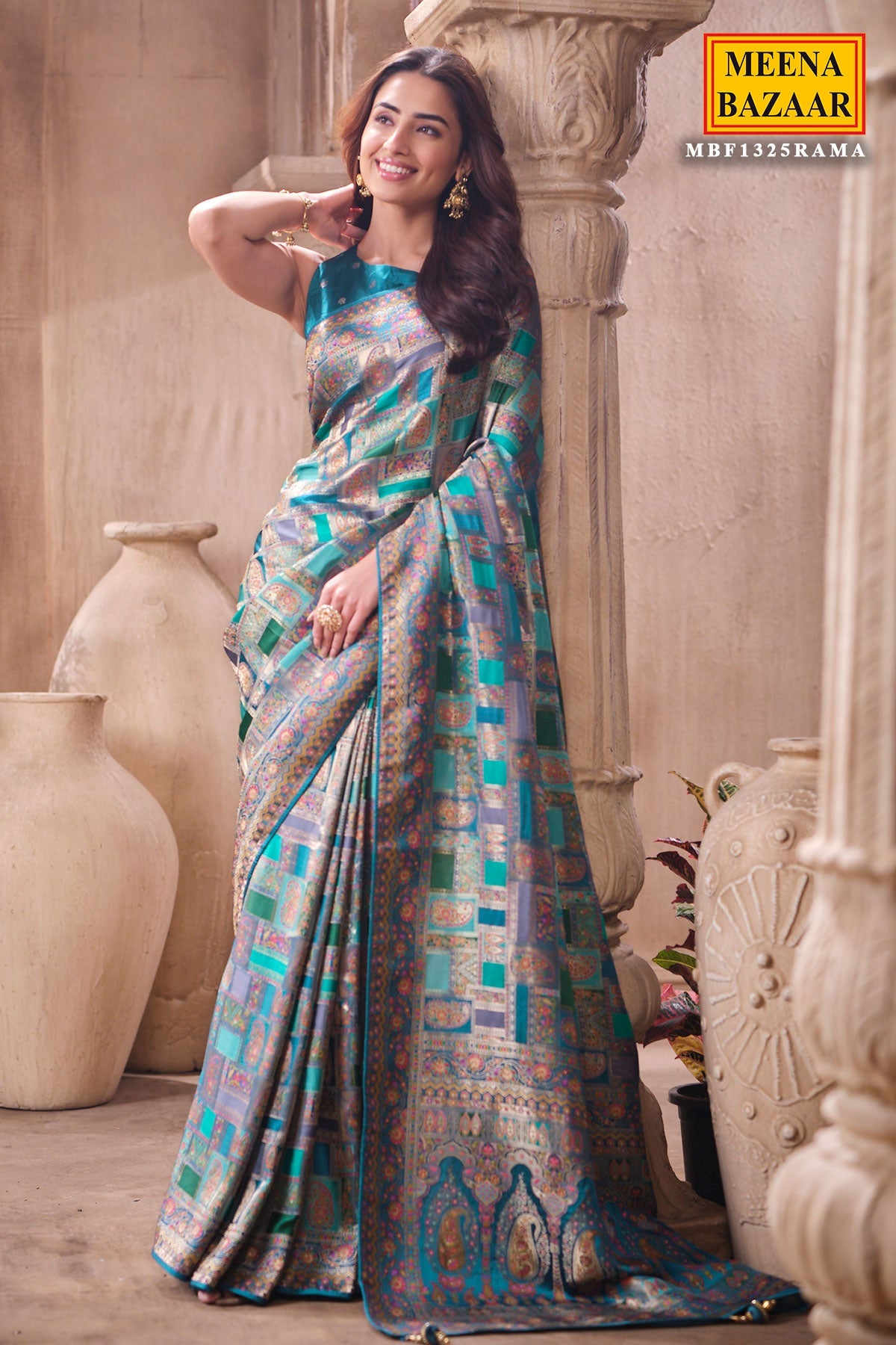 Rama Silk Weaving Saree Elegant Traditional Festive Wear