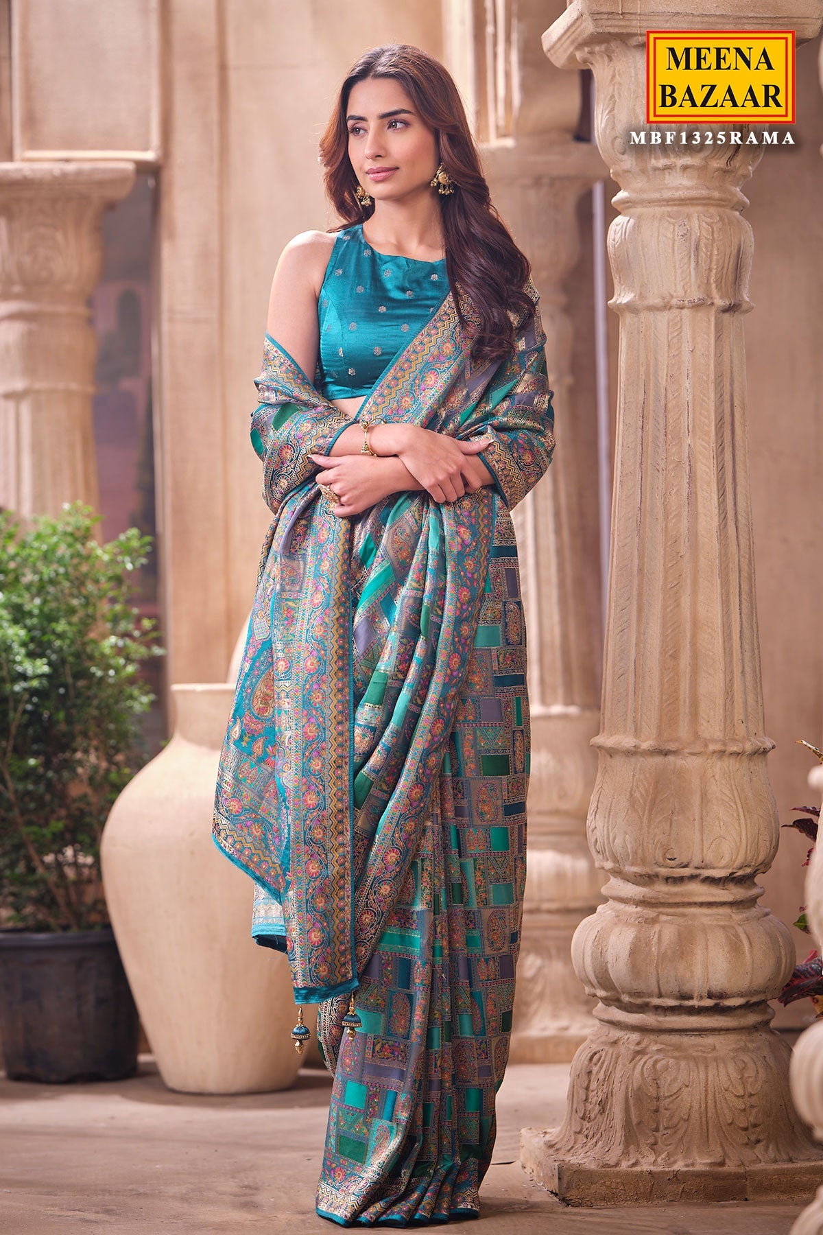 Rama Silk Weaving Saree Elegant Traditional Festive Wear