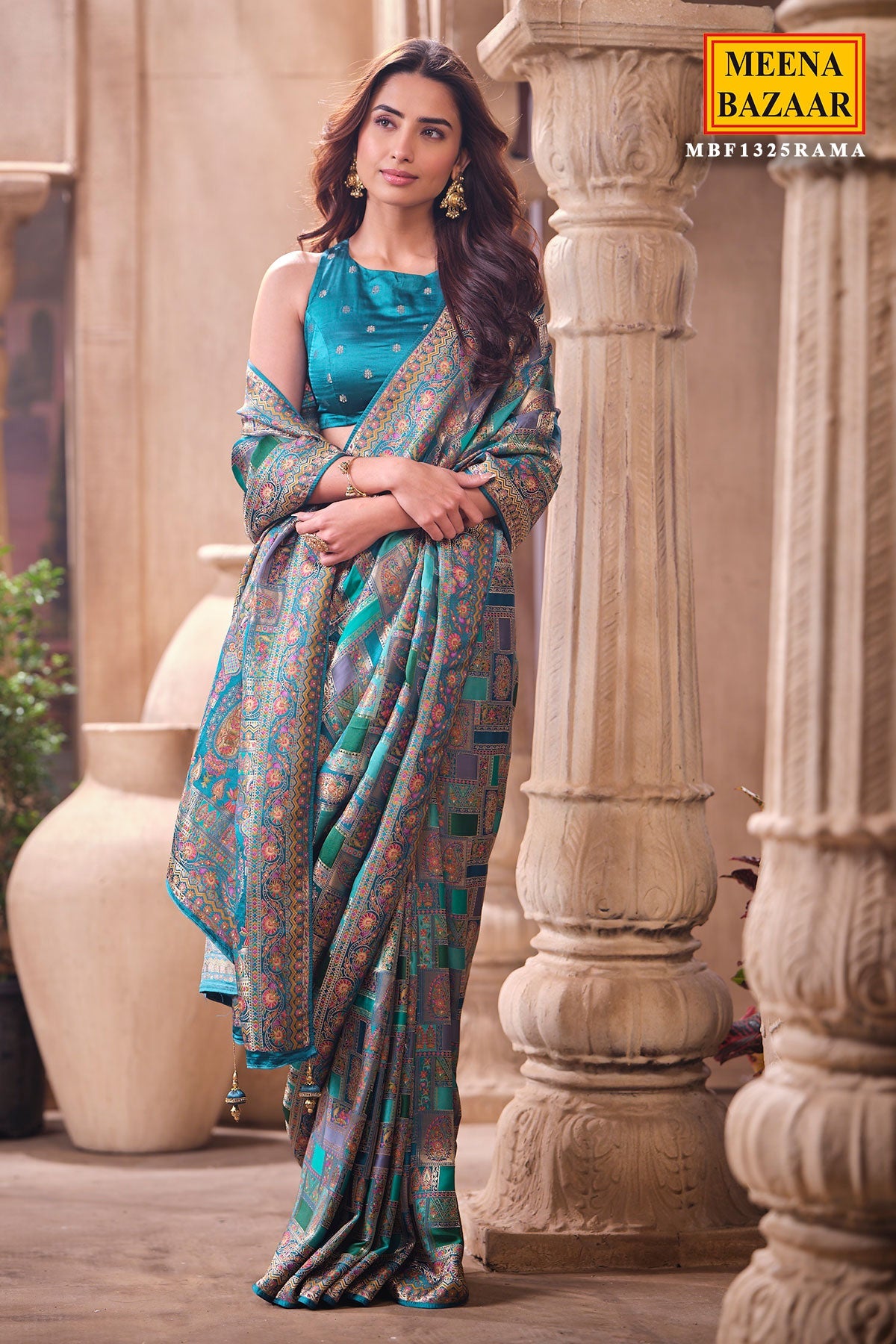 Rama Silk Weaving Saree Elegant Traditional Festive Wear