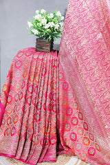 Orange Silk Weaving Jaal Saree - Traditional Designer Saree