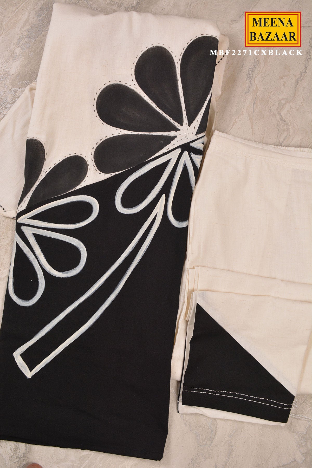 Black and White Floral Printed Cotton Co-ord Set