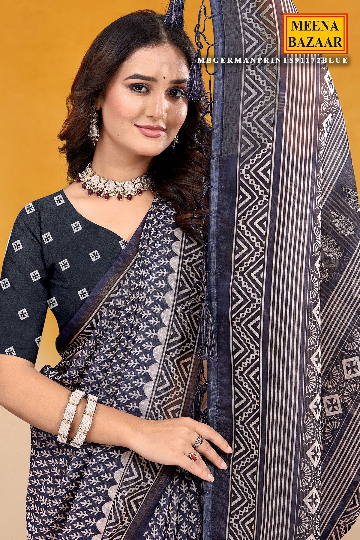Elegant Blue Organza Saree