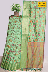 Sea Green Silk Saree with Classic Woven Design