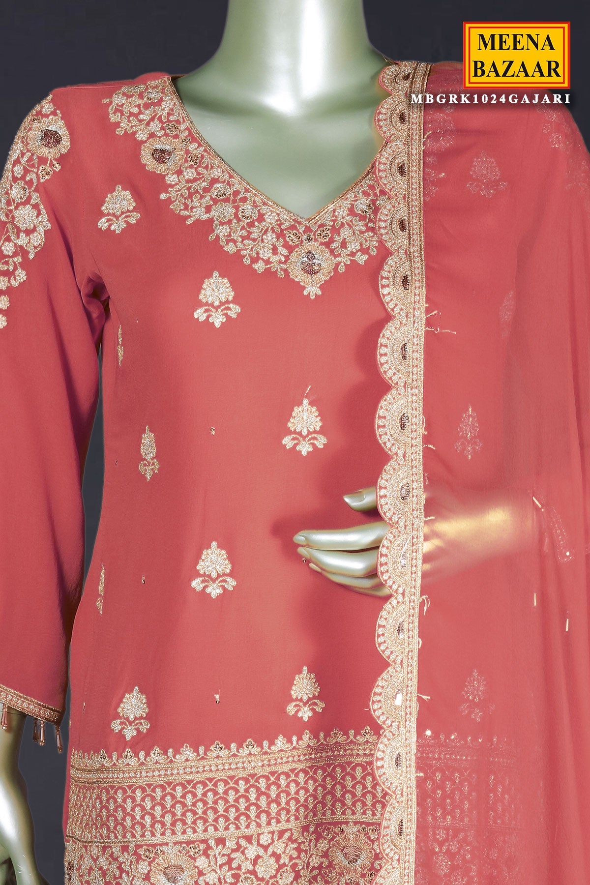 Gajari Zari Sequin Embroidered Georgette Gharara Suit Set