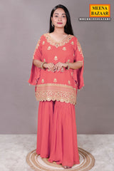 Gajari Zari Sequin Embroidered Georgette Gharara Suit Set