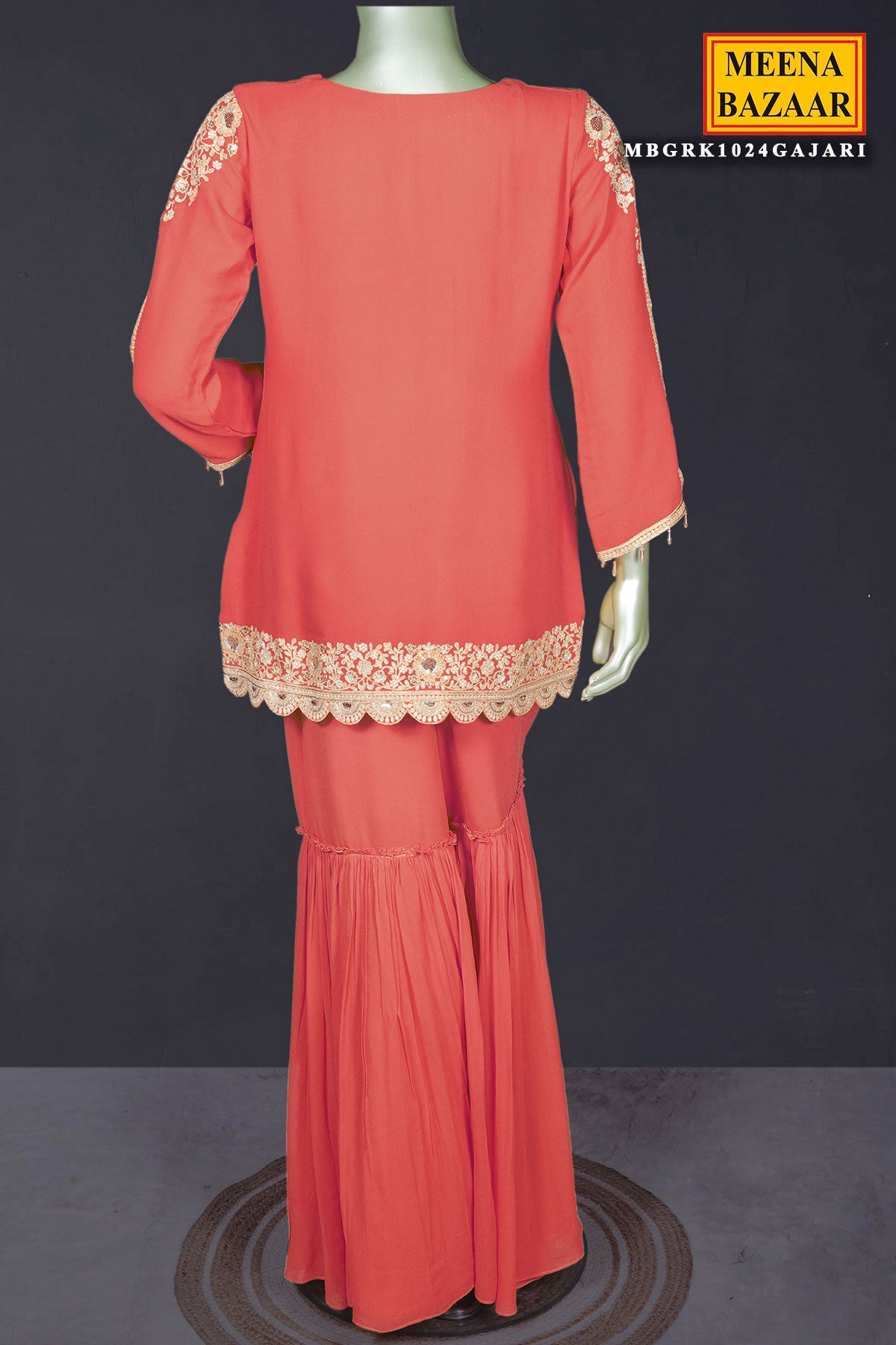 Gajari Zari Sequin Embroidered Georgette Gharara Suit Set
