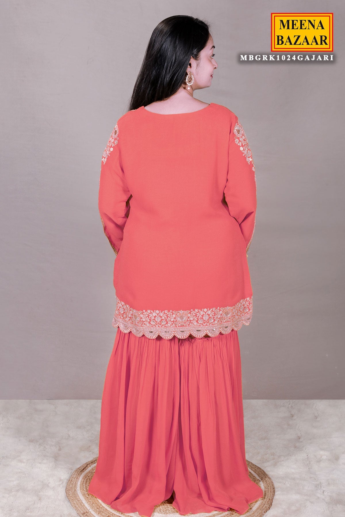Gajari Zari Sequin Embroidered Georgette Gharara Suit Set