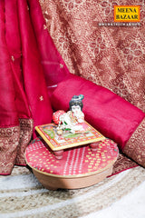 Maroon Silk Resham Threadwork Zari & Sequins Embroidered Saree