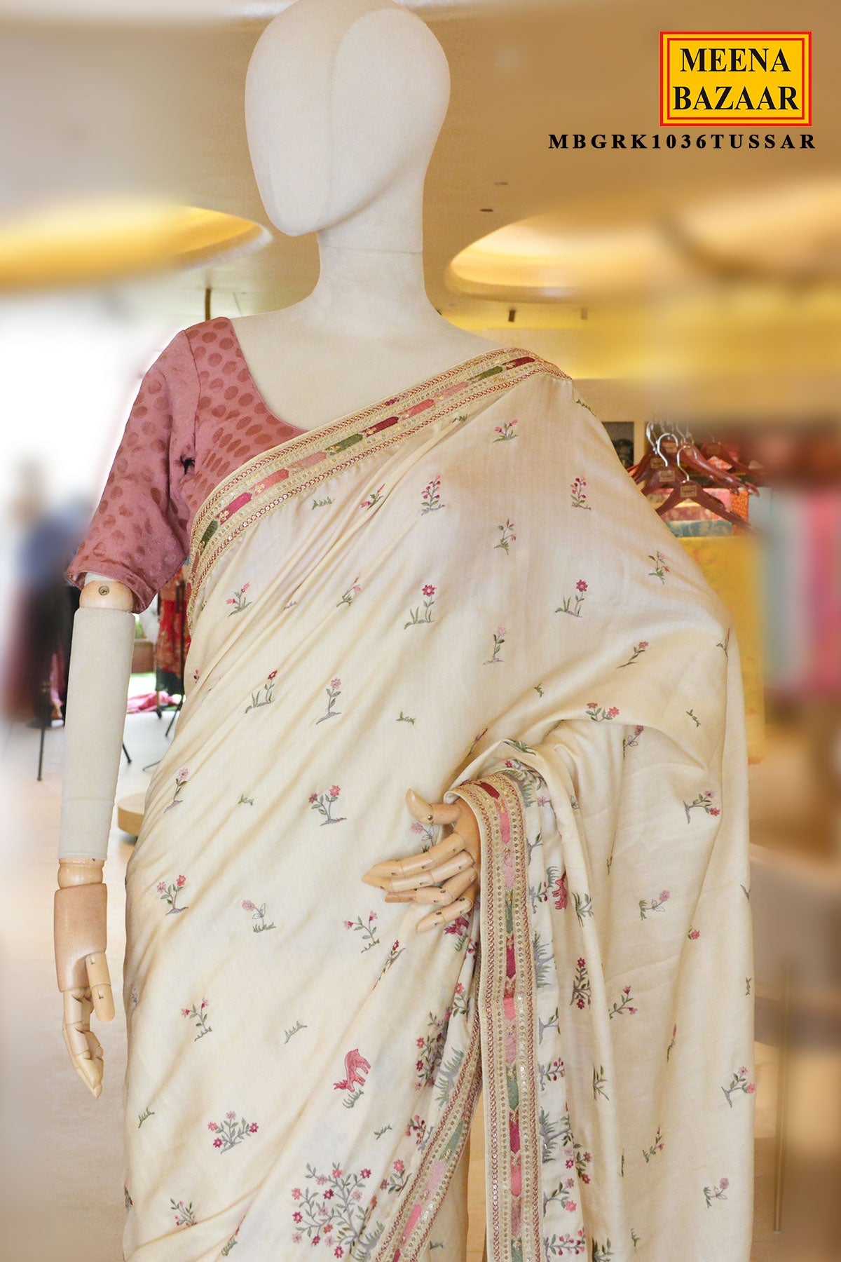 Tussar Silk Embroidered Saree