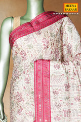 Tusar Silk Saree with Intricate Thread Work & Maroon Sequin Border